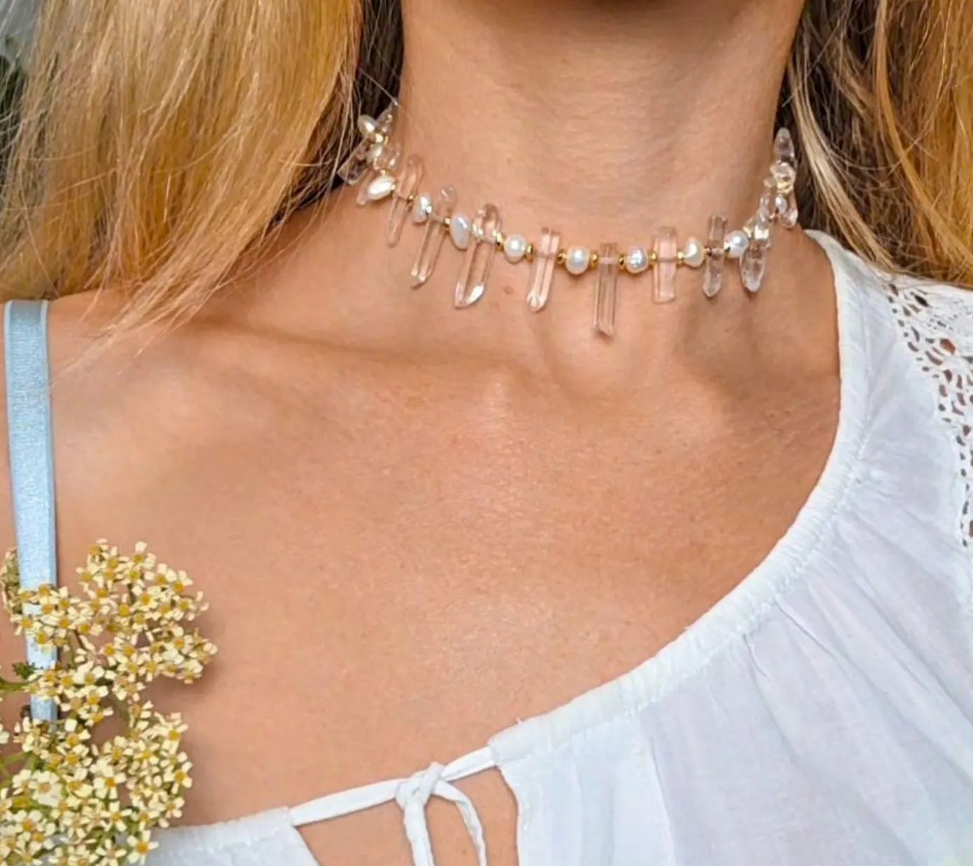 Pearl of Quartz choker
