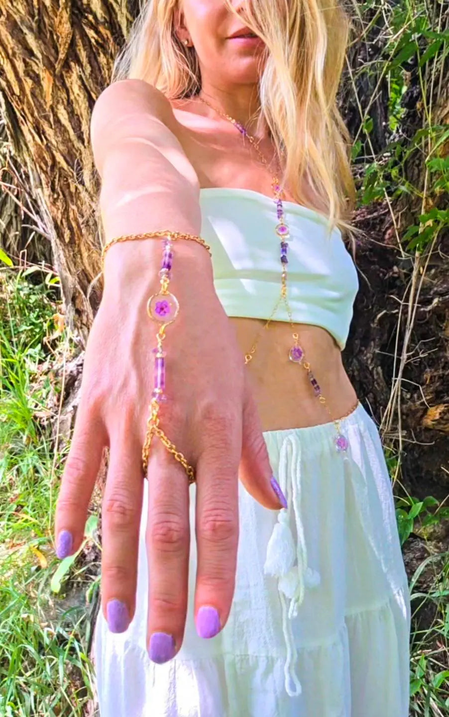 Amethyst Blossom hand chain