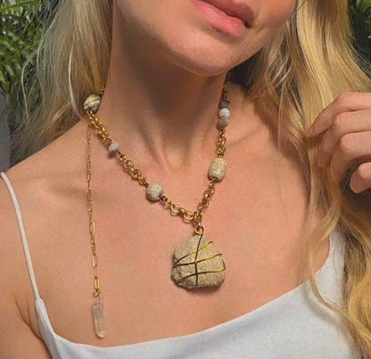 Triceratops Frill & Fossil necklace