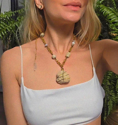 Triceratops Frill & Fossil necklace