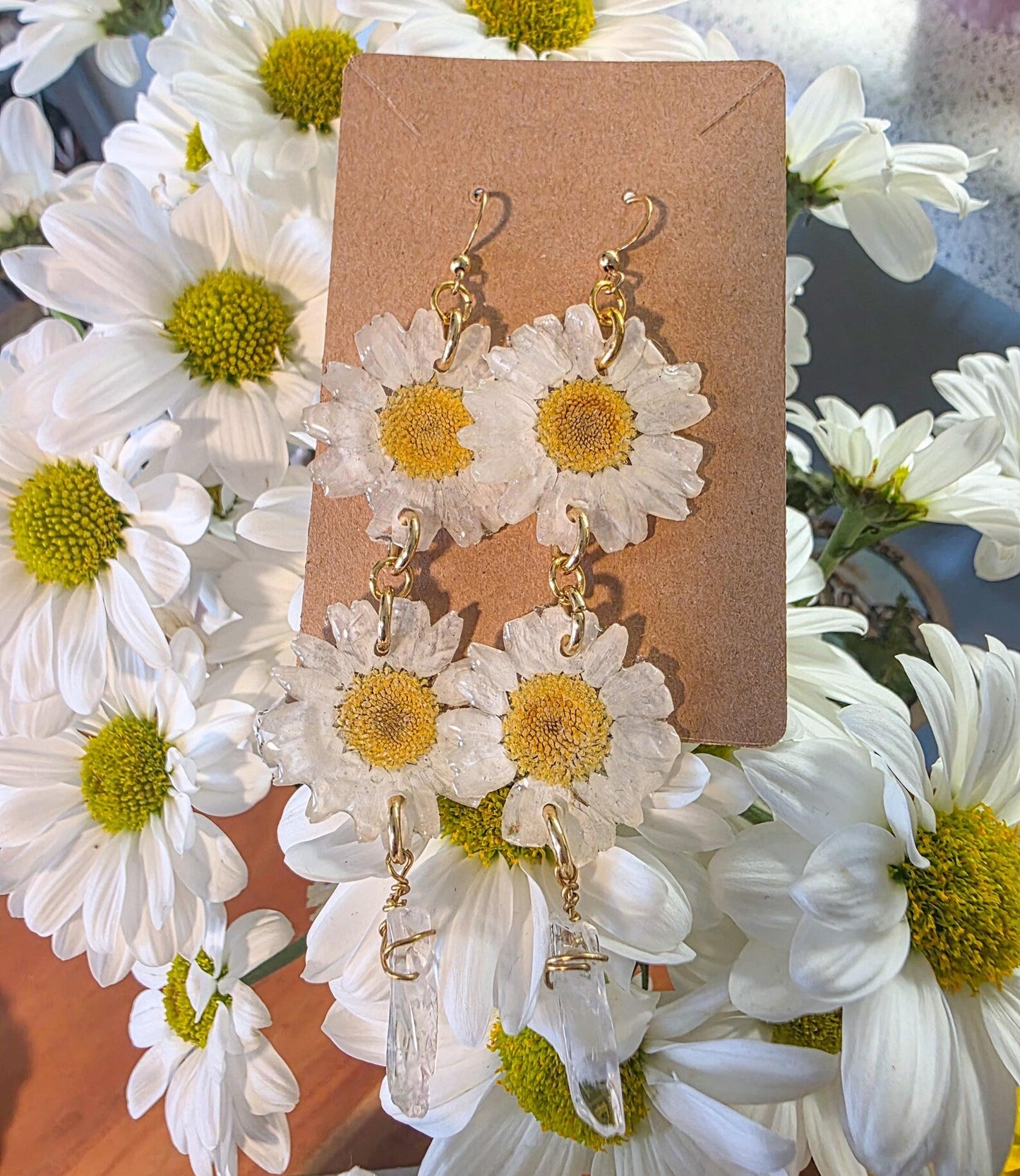 Daisies & Quartz Earrings