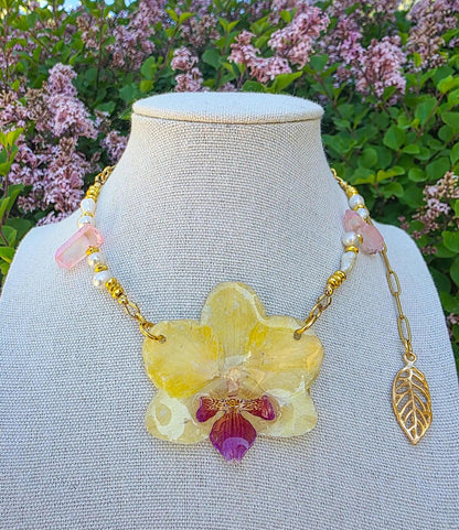 Yellow Orchid Necklace