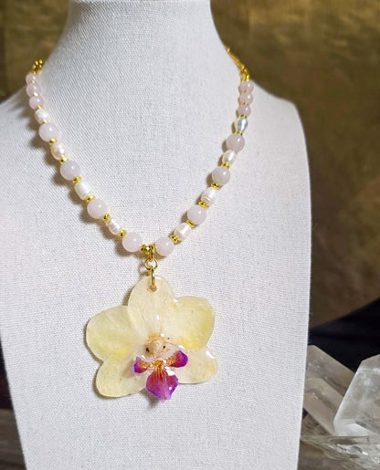 Orchid Aura - Rose Quartz necklace